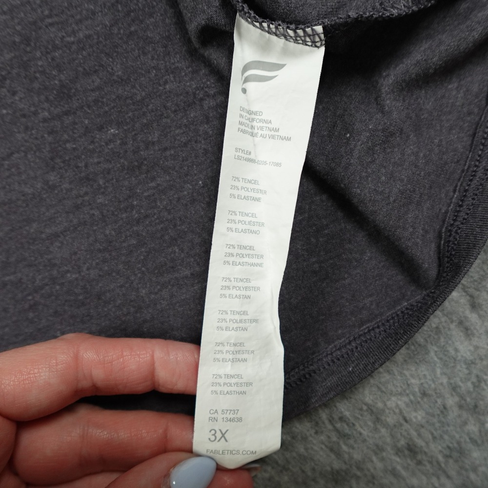 Fabletics Top Women 3X Purple Restore Knit Long Sleeve Heathered Crew Neck - Picture 3 of 9